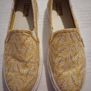 Women's Keds Double Decker Floral Print Slip-On Sneakers Yellow Size 7.5